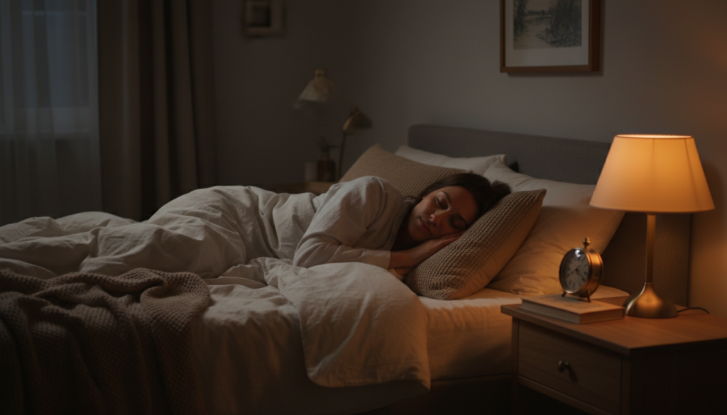 mulher dormindo tranquilamente após aplicar técnicas para dormir melhor com ansiedade